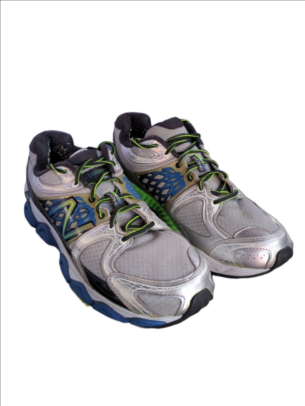 New Balance Men US Size 11.5 Silver Blue Running Shoes